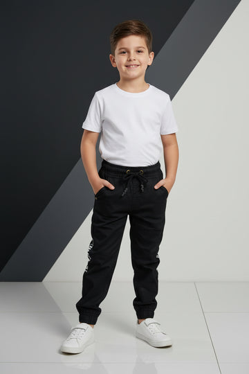 Boys' Athletic Cargo Joggers – Kids' Tapered Side-Stripe Training Pants (1-8 Years) | MH