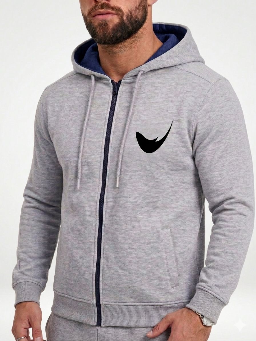 Avalanche MH Grey Zip Hoodie for Men – Premium Cotton Terry Lightweight Jacket | Sizes S-XXL | MH