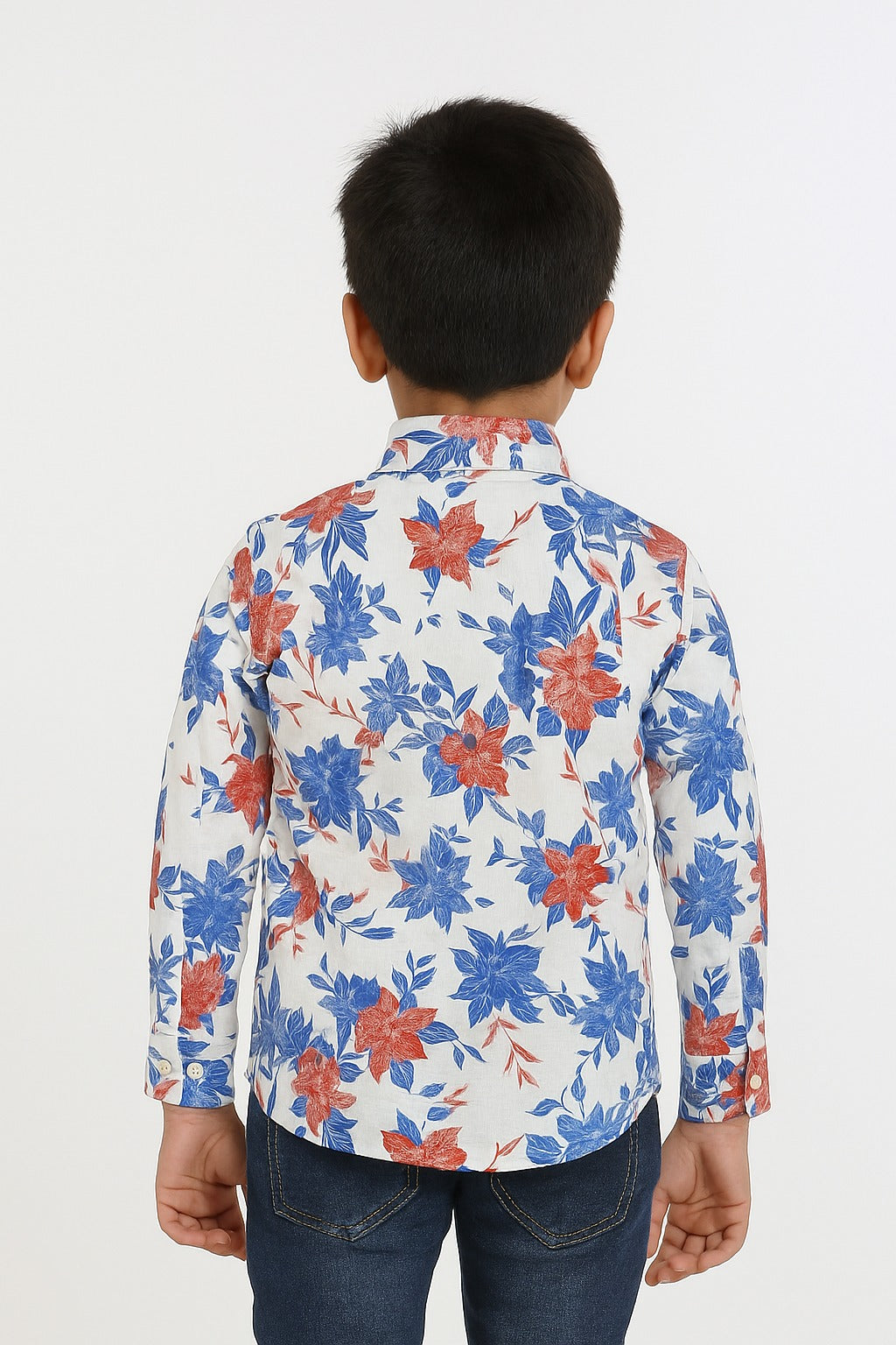 Coral & Cobalt Boys’ Floral Button-Down Shirt /MH