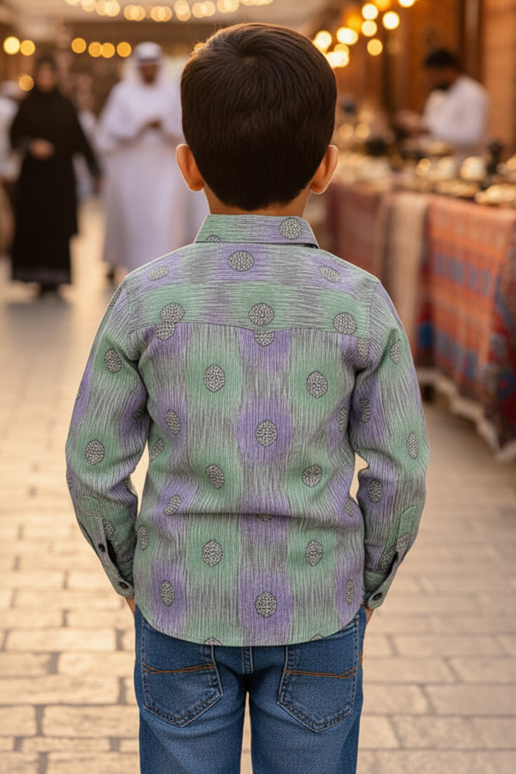 Boys' Blue Contrast Panel Plaid Flannel Shirt – Long Sleeve Cotton Button-Down (2-12 Years)