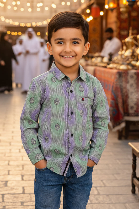 Boys' Blue Contrast Panel Plaid Flannel Shirt – Long Sleeve Cotton Button-Down (2-12 Years)
