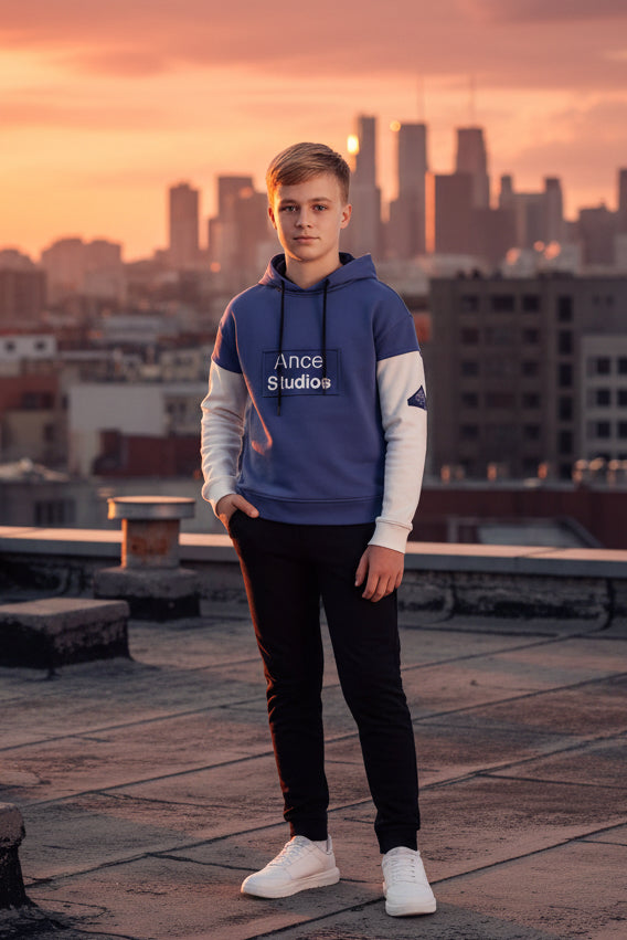 Kid Boys Layered Design Hoodie & jogger Tracksuit Set | MH