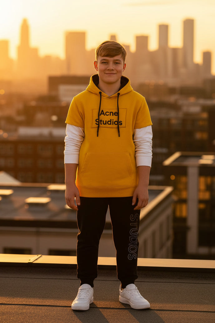 Kid Boys Layered Design Hoodie & jogger Tracksuit Set | MH