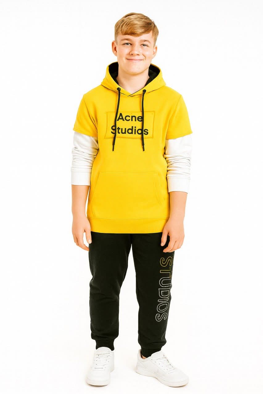 Blue & White Layered Sleeve Acne Studios Hoodie (9-16 Yrs)/ MH