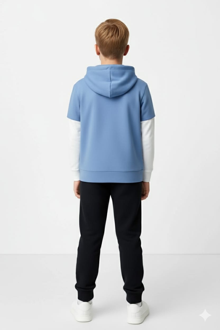 Blue & White Layered Sleeve Acne Studios Hoodie (9-16 Yrs)/ MH