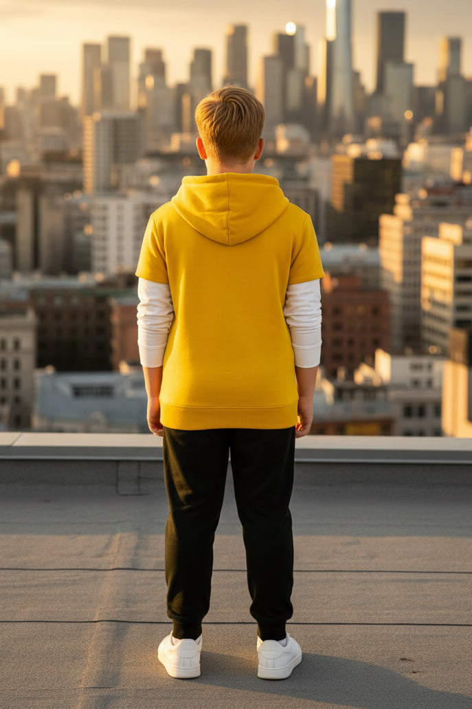 Kid Boys Layered Design Hoodie & jogger Tracksuit Set | MH