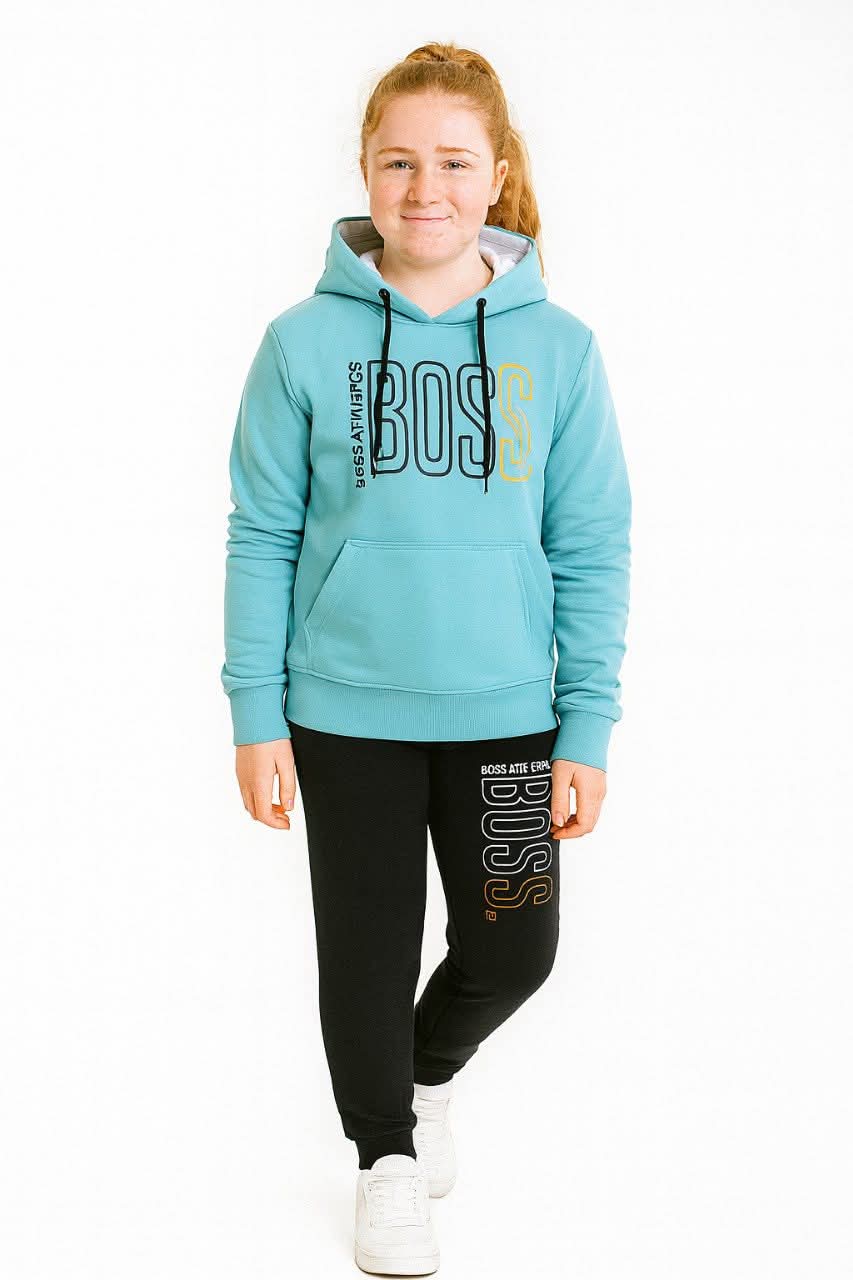 Neon Yellow BOSS Athletics Tracksuit for Kids. MH