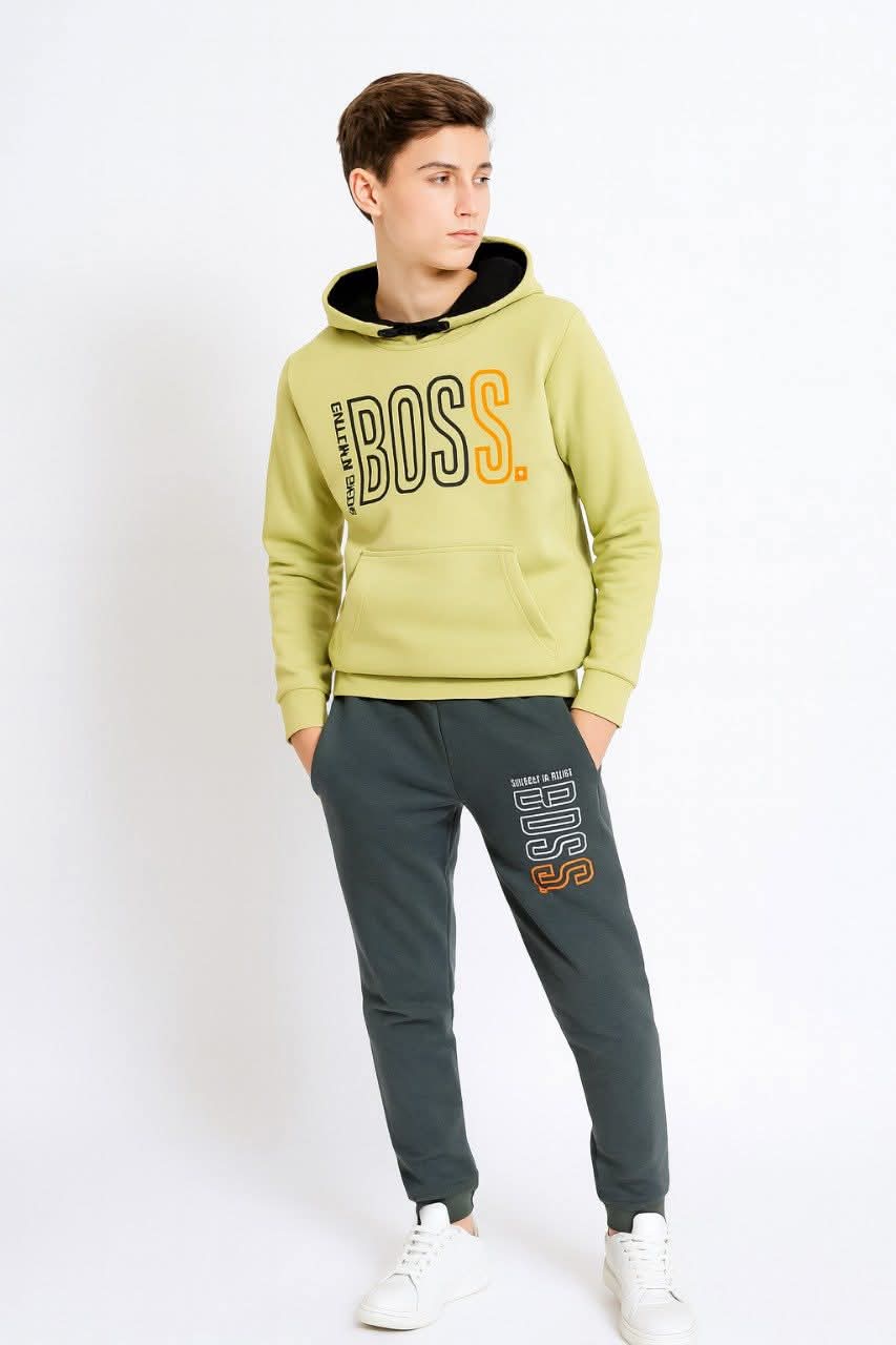 Boys' 'BOSS' Athleisure Fleece Hoodie & Joggers Tracksuit Set (Ages 9-16)/MH