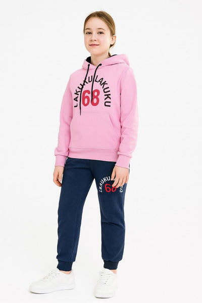 Kid Girls 68' Embroidered Youth Hoodie & Jogger Tracksuit Set | MH