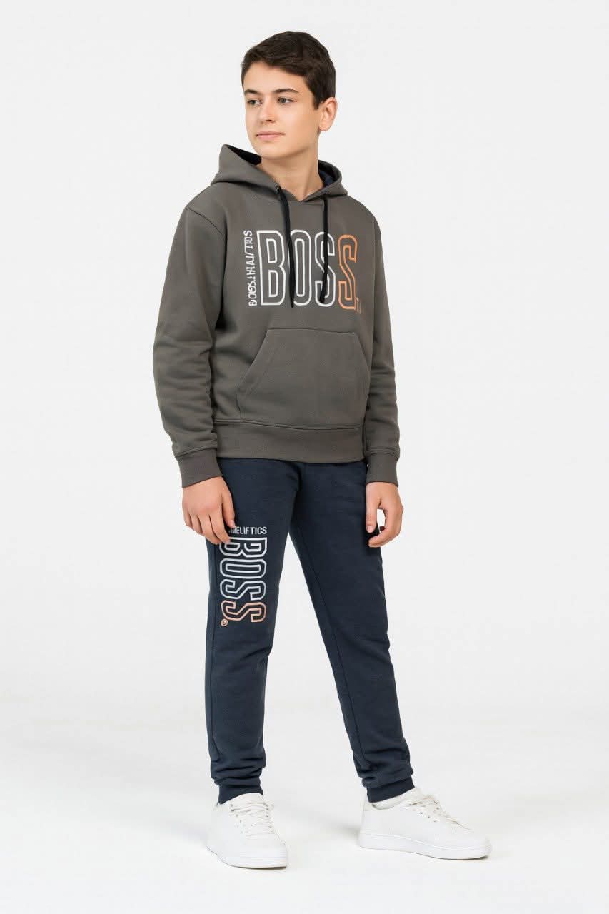 Boys' 'BOSS' Athleisure Fleece Hoodie & Joggers Tracksuit Set (Ages 9-16)/MH