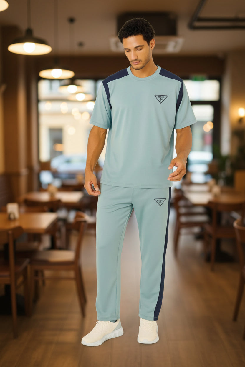 Men’s Oversized Multi-Color Casual Tracksuit Set Contrast Tee + Joggers | Sizes M-XXL | MH