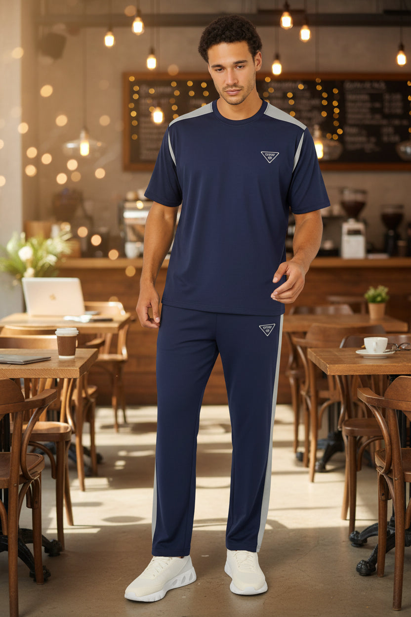 Men’s Oversized Multi-Color Casual Tracksuit Set Contrast Tee + Joggers | Sizes M-XXL | MH