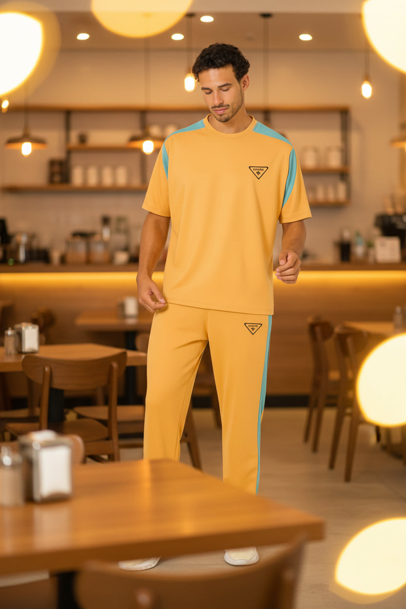 Men’s Oversized Multi-Color Casual Tracksuit Set Contrast Tee + Joggers | Sizes M-XXL | MH