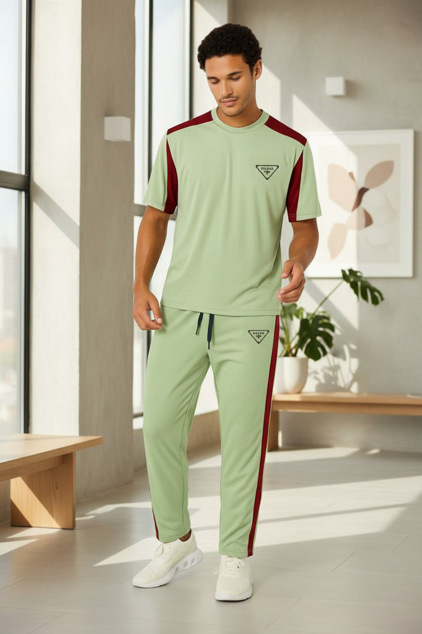 Men’s Oversized Multi-Color Casual Tracksuit Set Contrast Tee + Joggers | Sizes M-XXL | MH