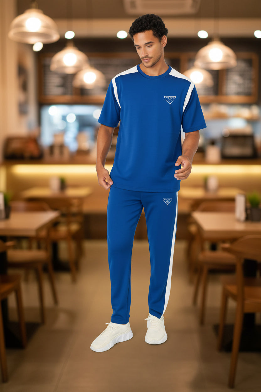 Men’s Oversized Multi-Color Casual Tracksuit Set Contrast Tee + Joggers | Sizes M-XXL | MH