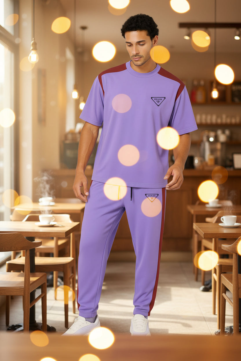 Men’s Oversized Multi-Color Casual Tracksuit Set Contrast Tee + Joggers | Sizes M-XXL | MH