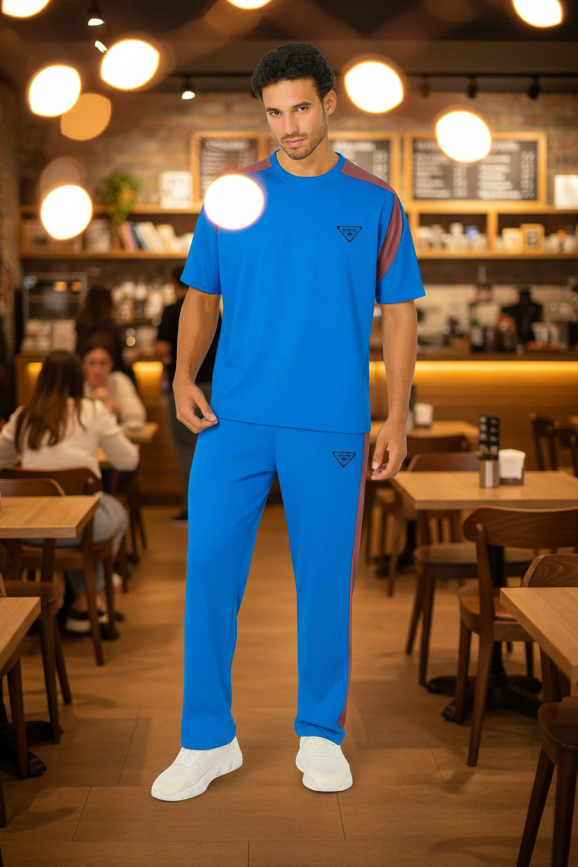 Men’s Oversized Multi-Color Casual Tracksuit Set Contrast Tee + Joggers | Sizes M-XXL | MH
