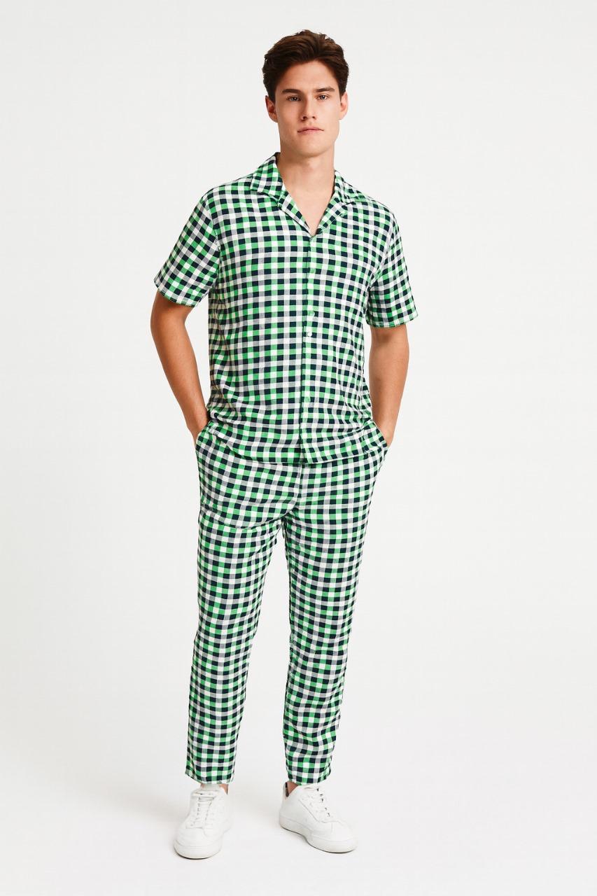 Men's Red, Black, and White Checkered Loungewear Set ./ MH