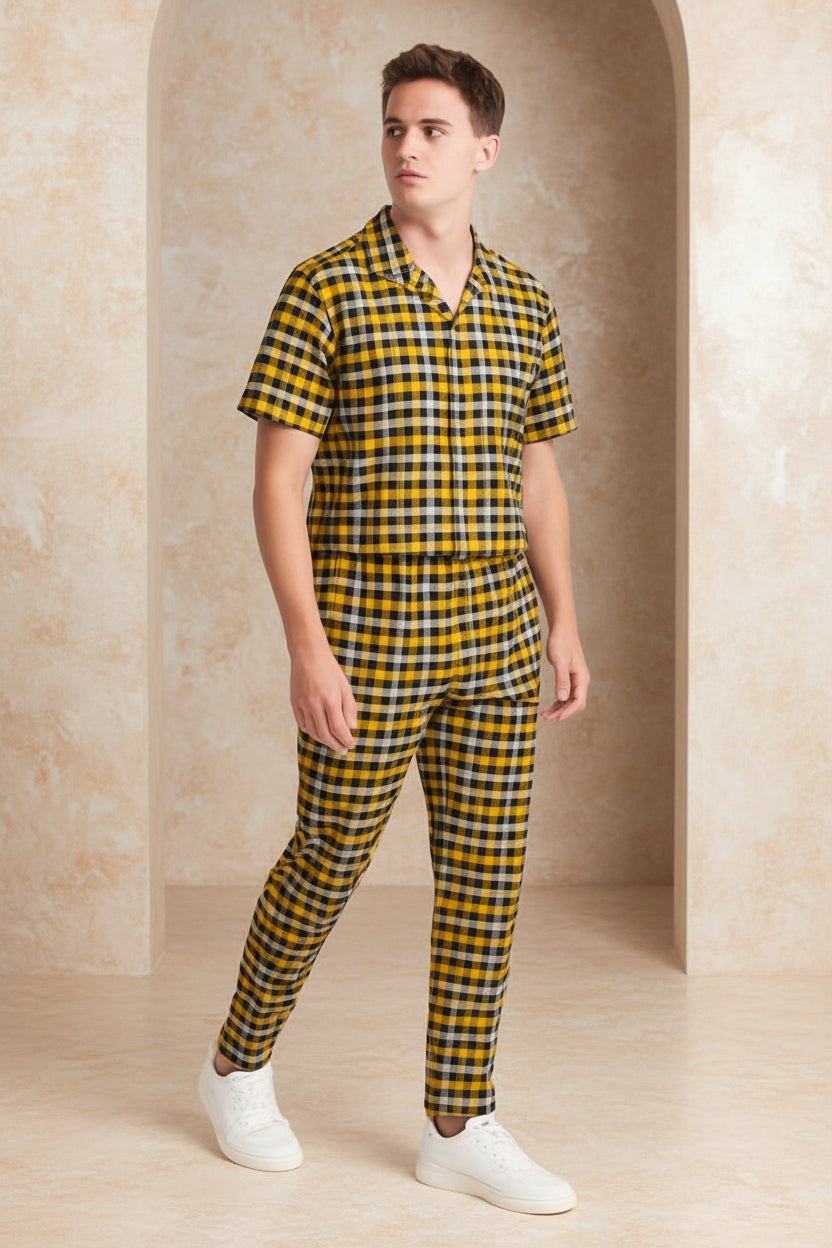 Men's Red, Black, and White Checkered Loungewear Set | Sizes S-XXL | MH