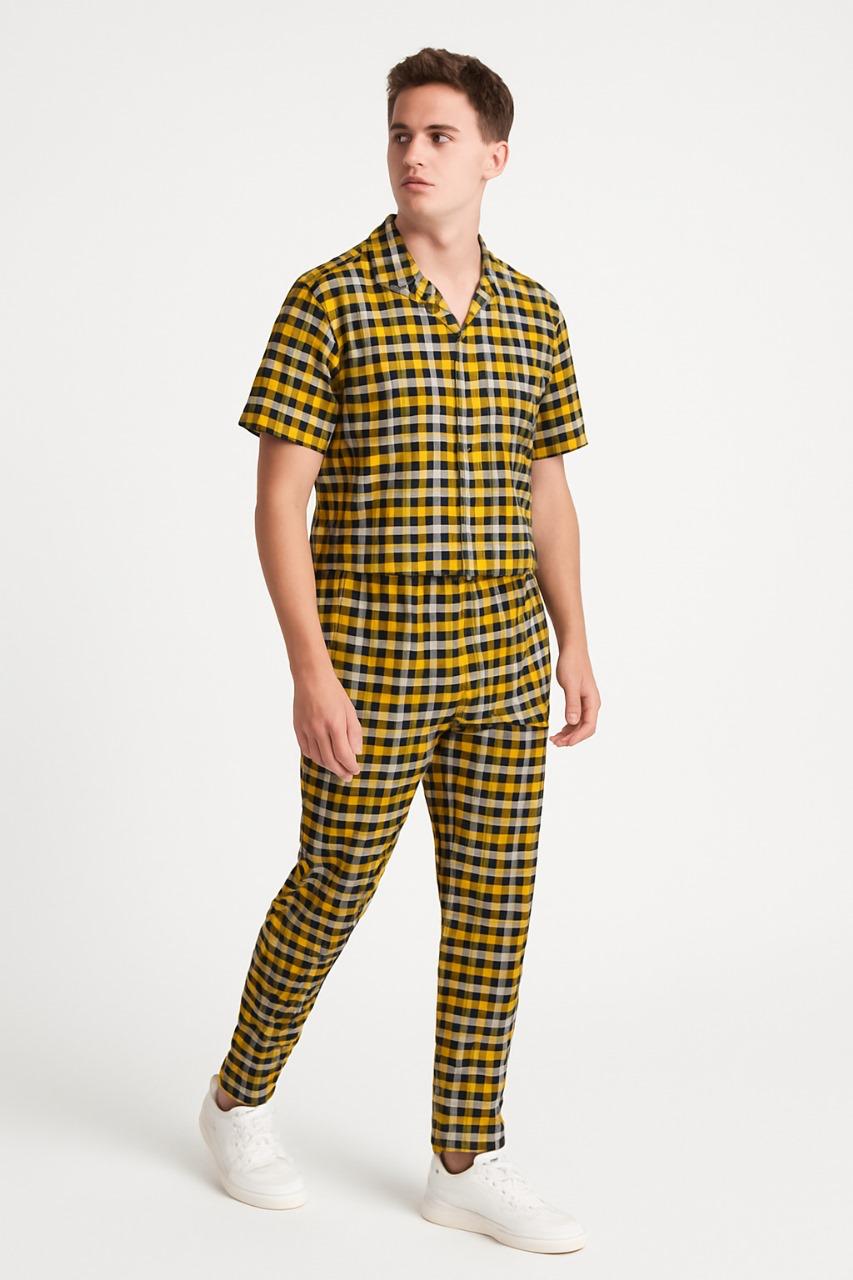 Men's Red, Black, and White Checkered Loungewear Set ./ MH