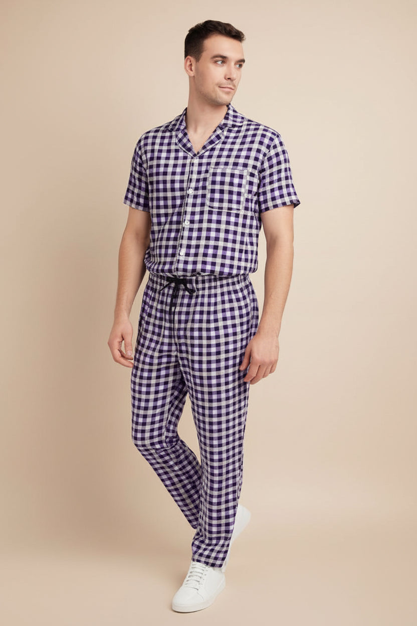 Men's Red, Black, and White Checkered Loungewear Set | Sizes S-XXL | MH