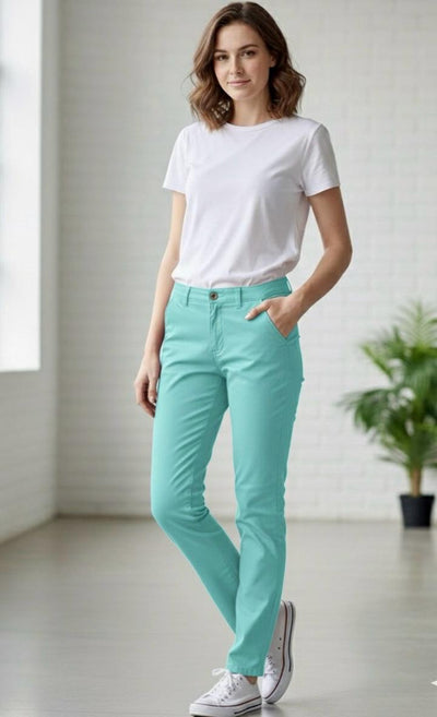 Women’s Slim Fit Pants – Turquoise Blue | MH