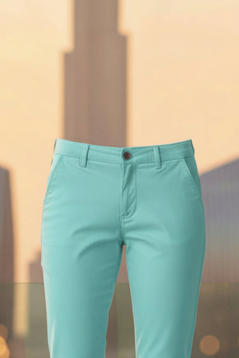 Women’s Mint Green Chino Pants Slim Fit Casual Trousers | Sizes 26-36 Waist | MH