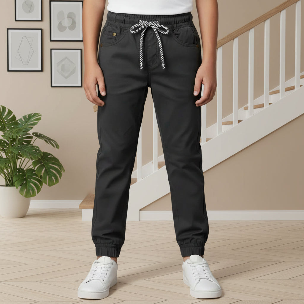 Tan Brown Regular Fit Rib Waist Pull-On Pants|MH (2-12yrs)