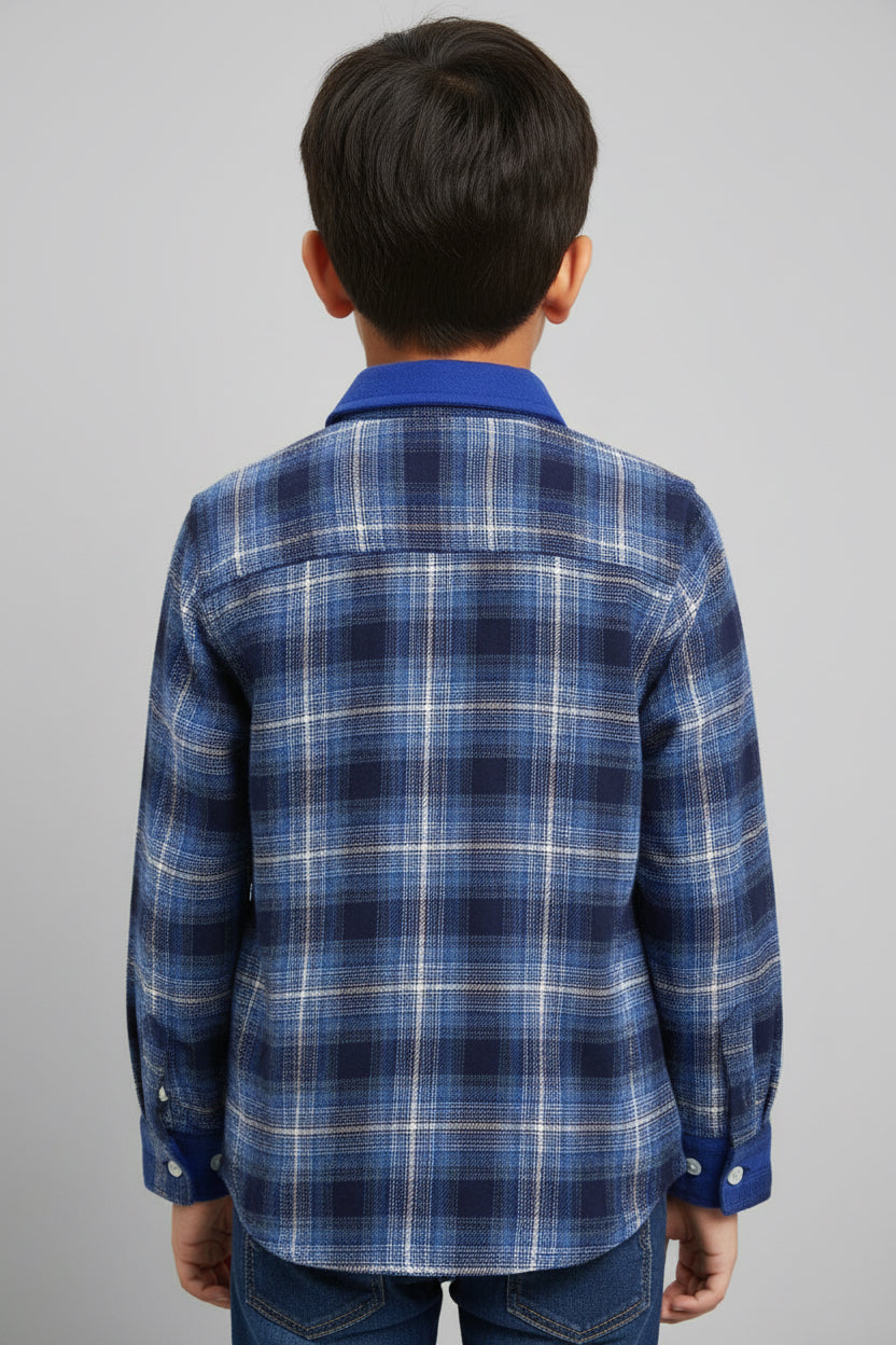 Boys' Premium Plaid Button-Down Shirt – Western Yoke Cotton Long Sleeve (Ages 3-14)