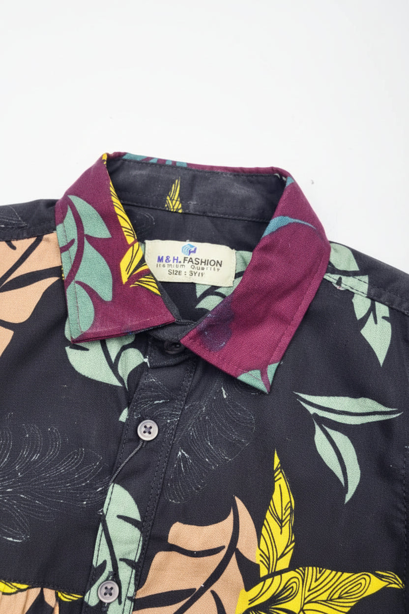 Boys Tropical Leaf Print Casual Long Sleeve Shirt | Ages 1–12 Years | MH