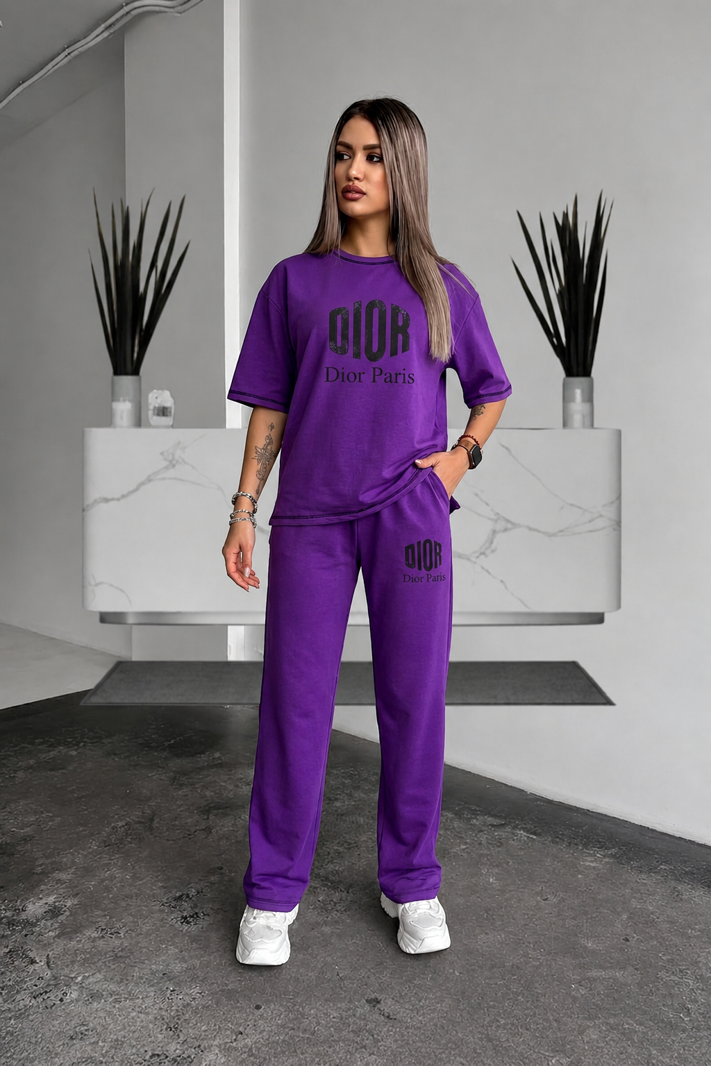Women's Two-Piece Oversized T-Shirt and Jogger Loungewear Set