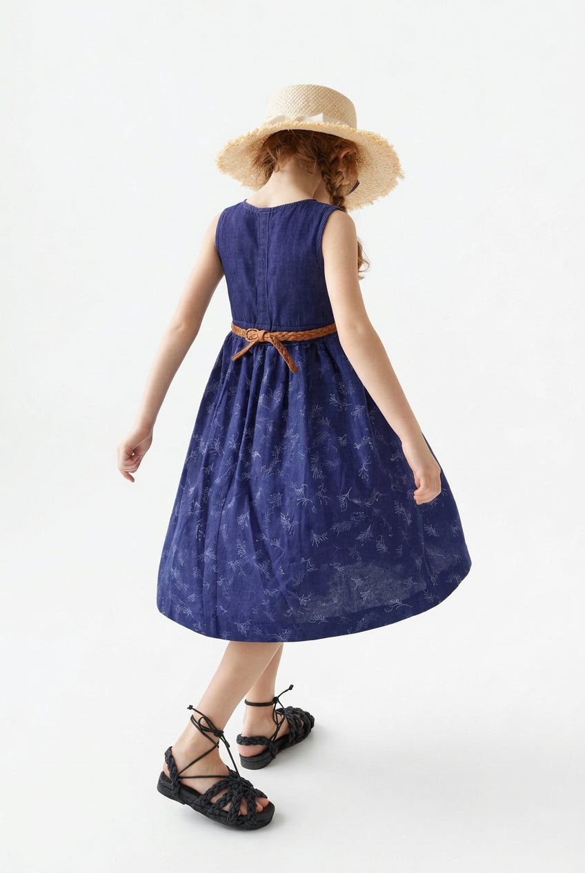 Girls Waist Belt Blue Denim Tunic (2–12 Years) MH