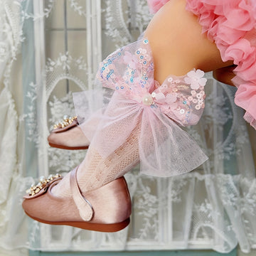 1/3 Pairs Of Girl's Cute Knee-High Socks with A Big Bow,/MH