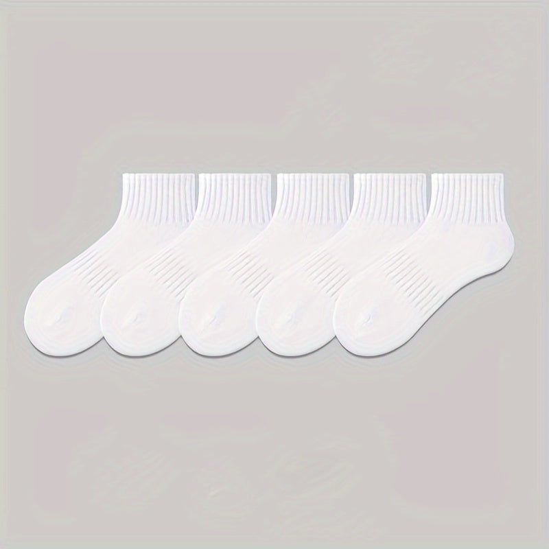 5pcs Ankle Socks in Black, White, and Gray -/MS