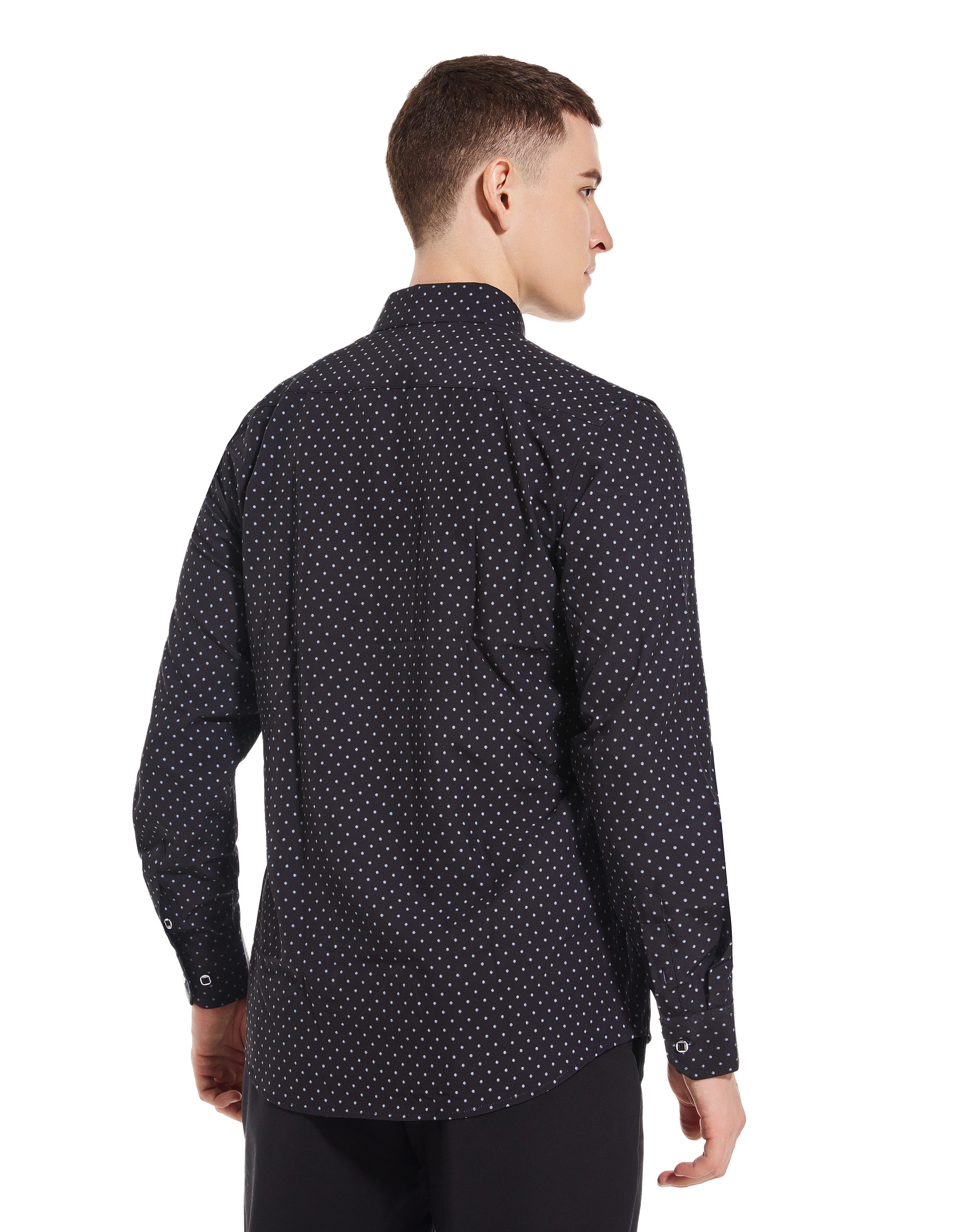 Men's Little Flowers Pattern Allover Print Lapel Collar Design Dress Shirts,