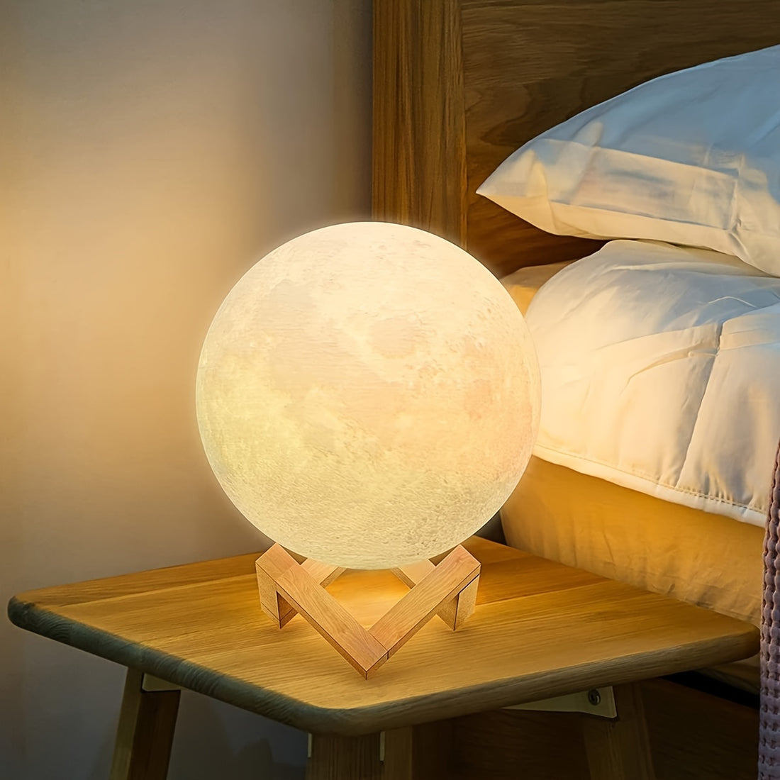 Enchanting 3D Moon Lamp with Remote - USB Rechargeable, Touch Control Night Light for Bedroom Ambiance - Perfect Gift for Valentine's Day & Christmas, Includes Wooden Stand