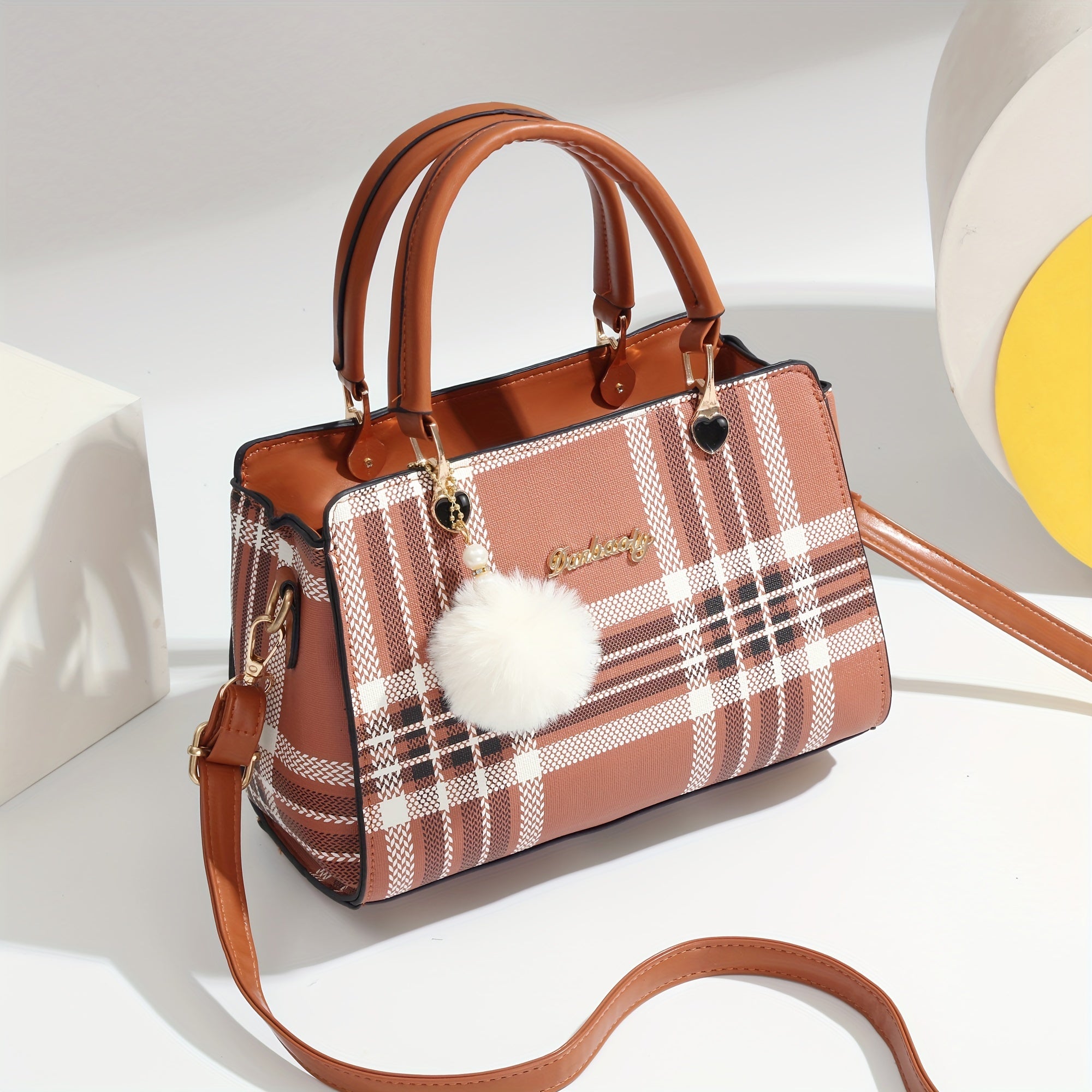 Letter Decor Satchel Bag, Stylish Top Handle Purse,