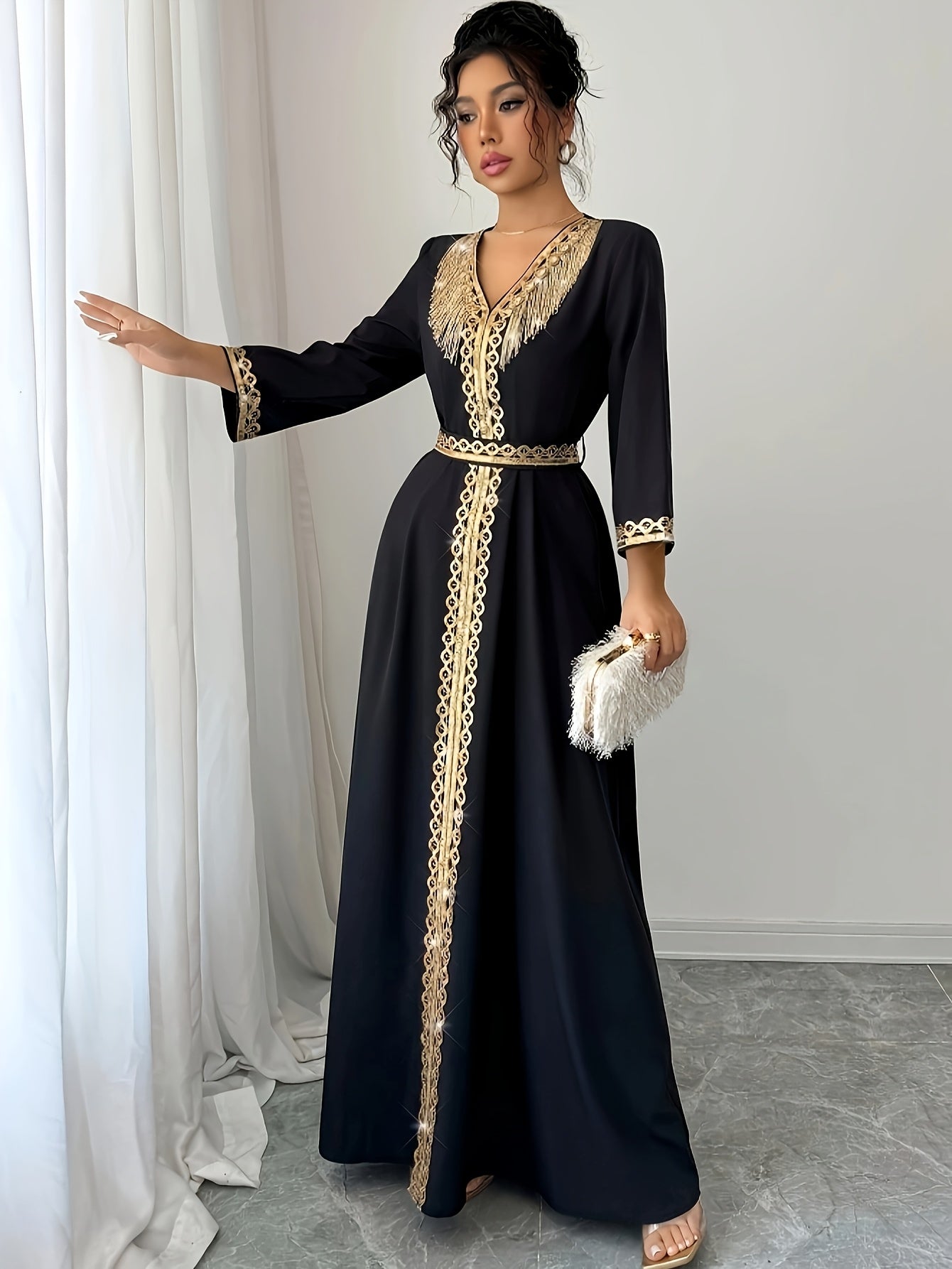 Yuhongfei Directional YY0309072 Mid-Sleeve Maxi Dress