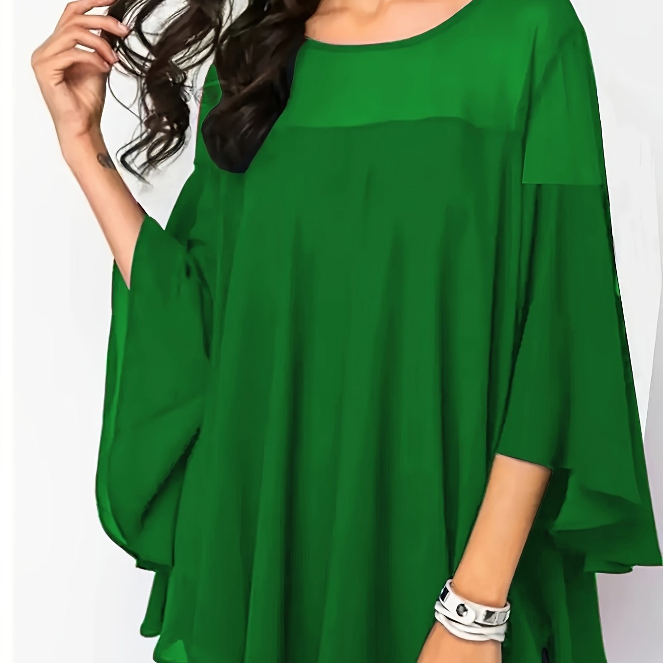 Plus Size Women's Casual Shirt - Vibrant Green Short Sleeve.