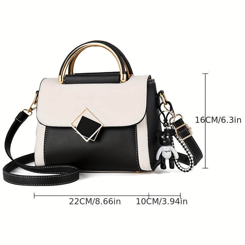 Trendy Colorblock Square Shoulder Bag,