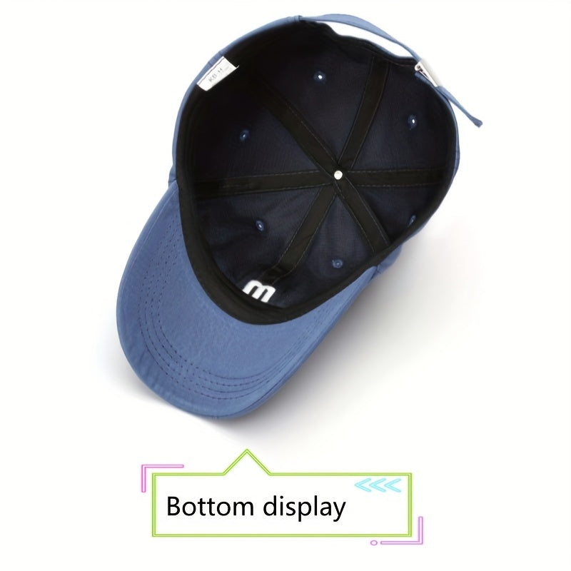 A Cap Featuring an Embroidered M, Designed As a Soft Sunshade Hat,