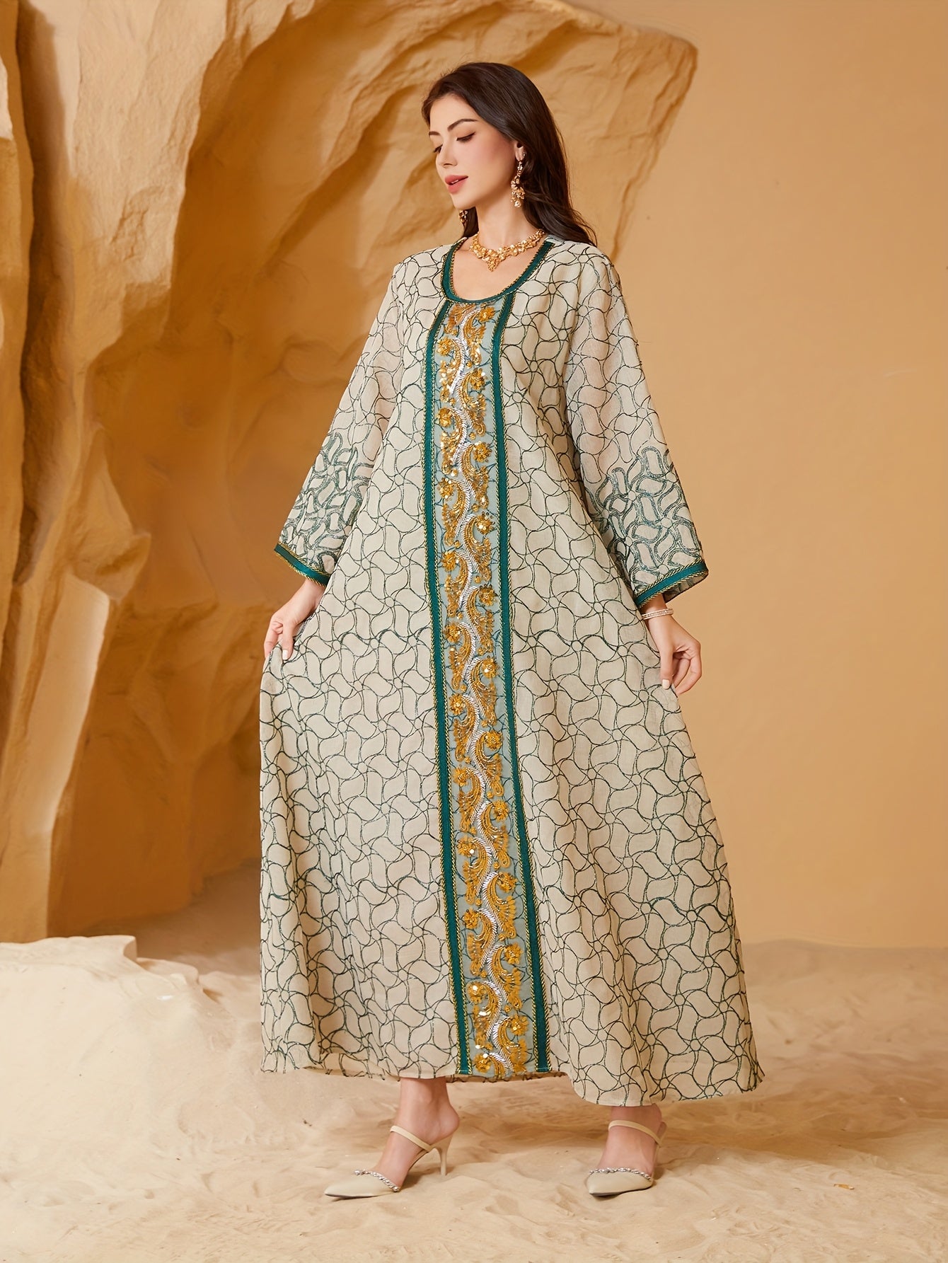 Elegant Middle Eastern Style Jalabiya Dress for Women -./MH