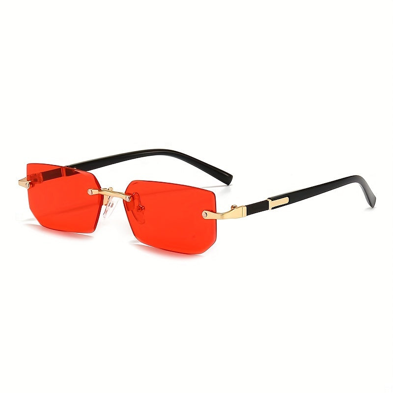 Rimless Rectangle Fashion Metal Shades Eyeglasses Small Women .