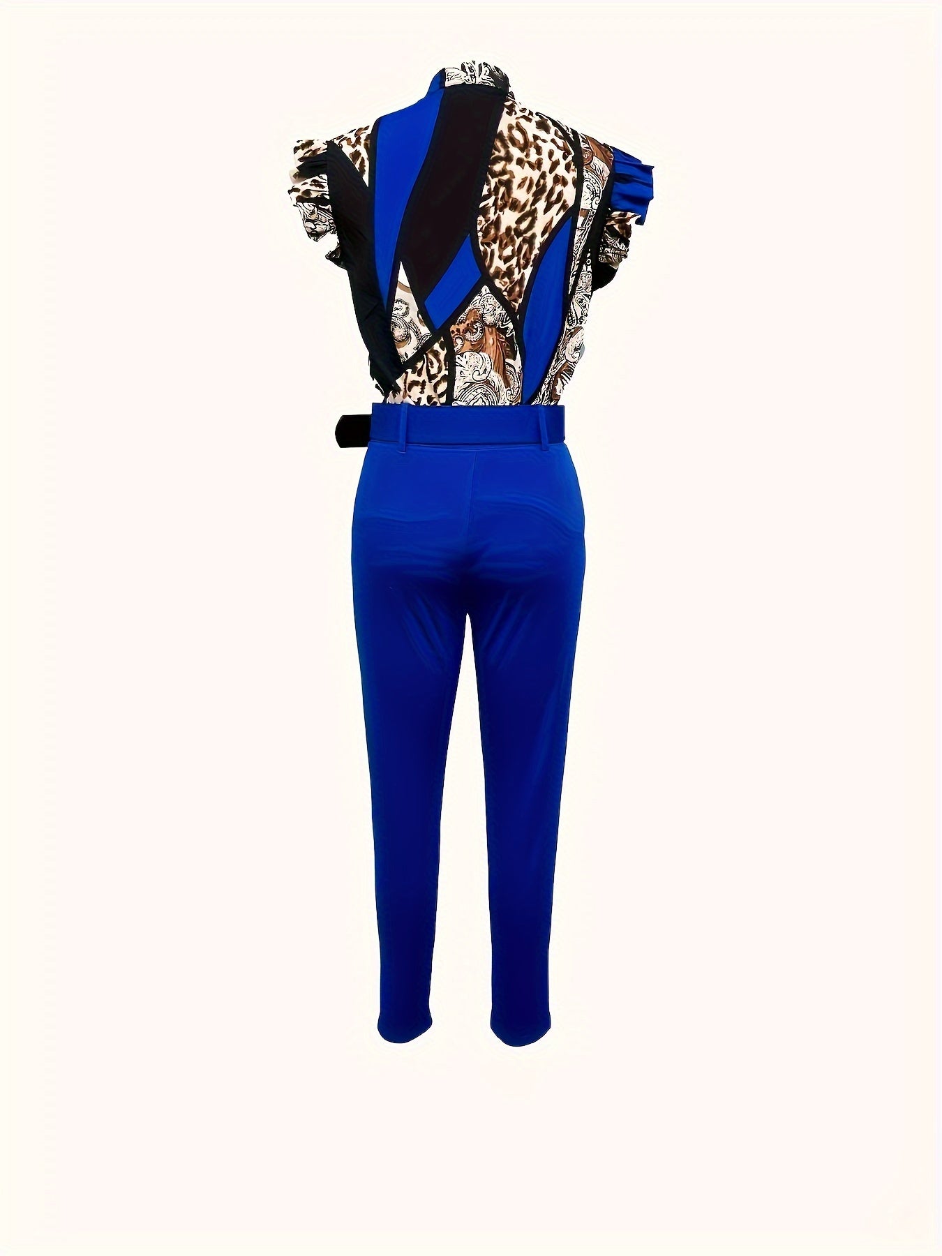 Leopard Print Colorblock Two-piece Set,