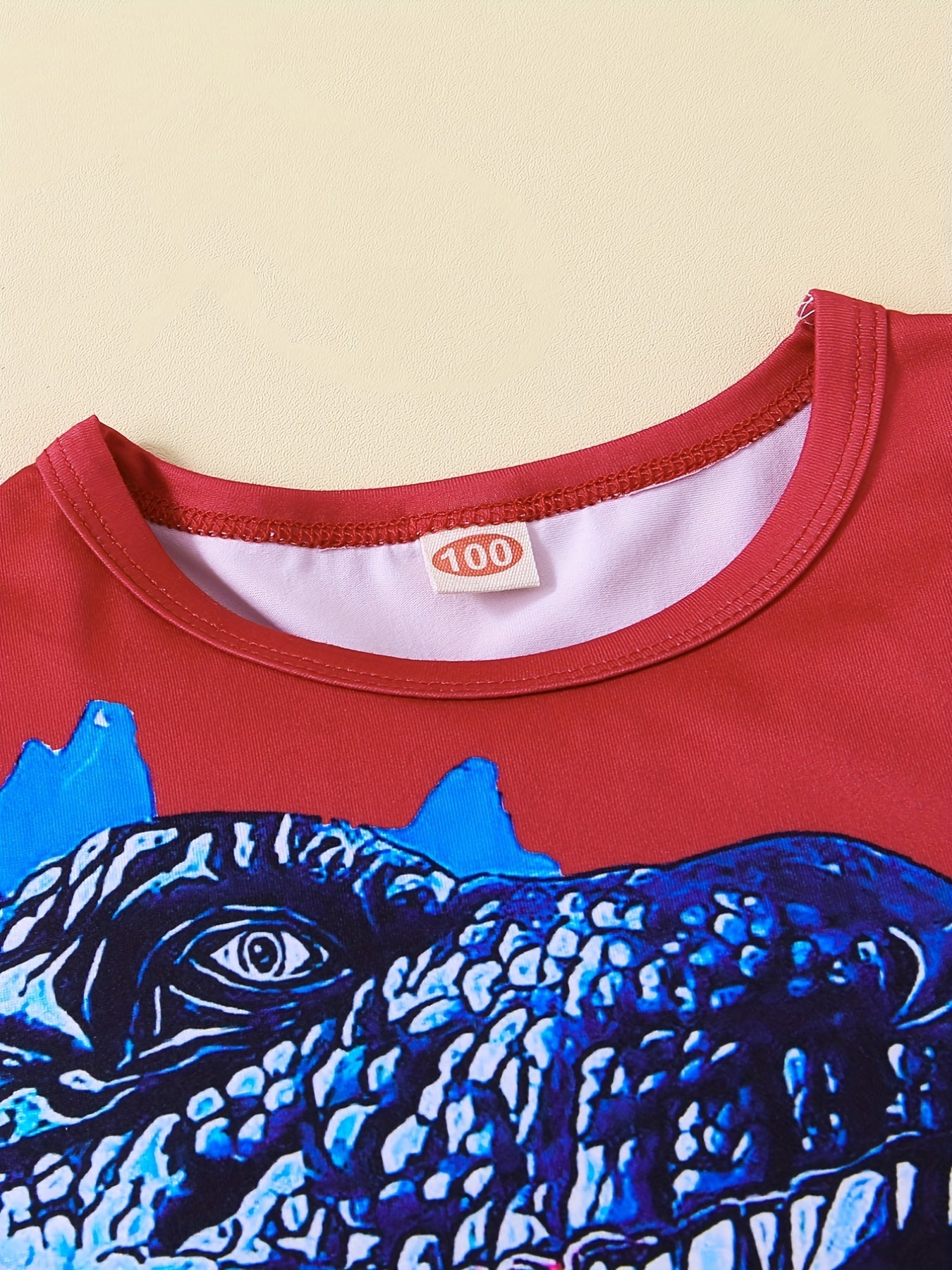 Boys Dinosaur Casual Outfit Round Neck T-shirt.