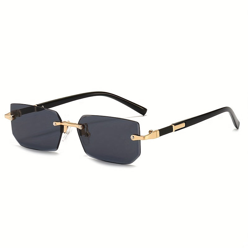Rimless Rectangle Fashion Metal Shades Eyeglasses Small Women .
