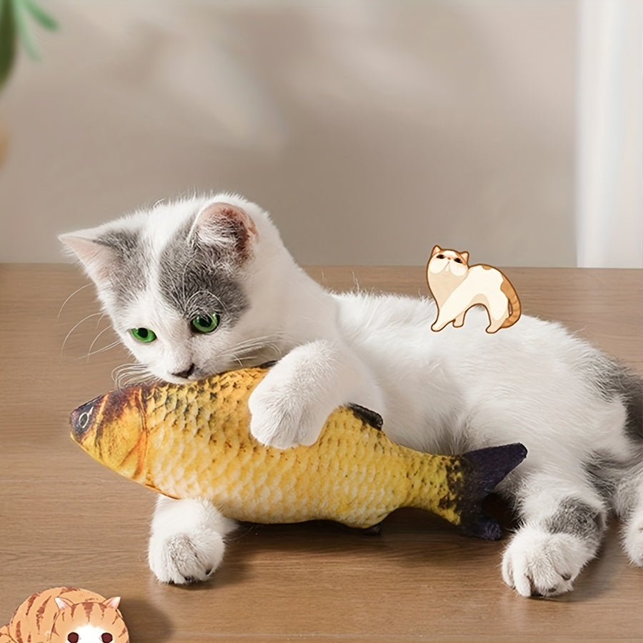 1pc Fish Shape Cat Toy For Cats Plush Stuffed Puppy Toy 3D Soft Plush Fish Cat Chewing Toys Durable And Professional Kitten Teasing Toys For Halloween Christmas Birthday Gift Pets Accessories