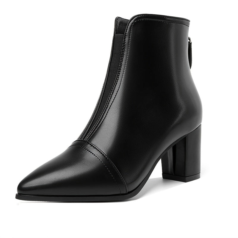 1pr Elegant Solid Color Mid Heel Ankle Boots for Women -/MH