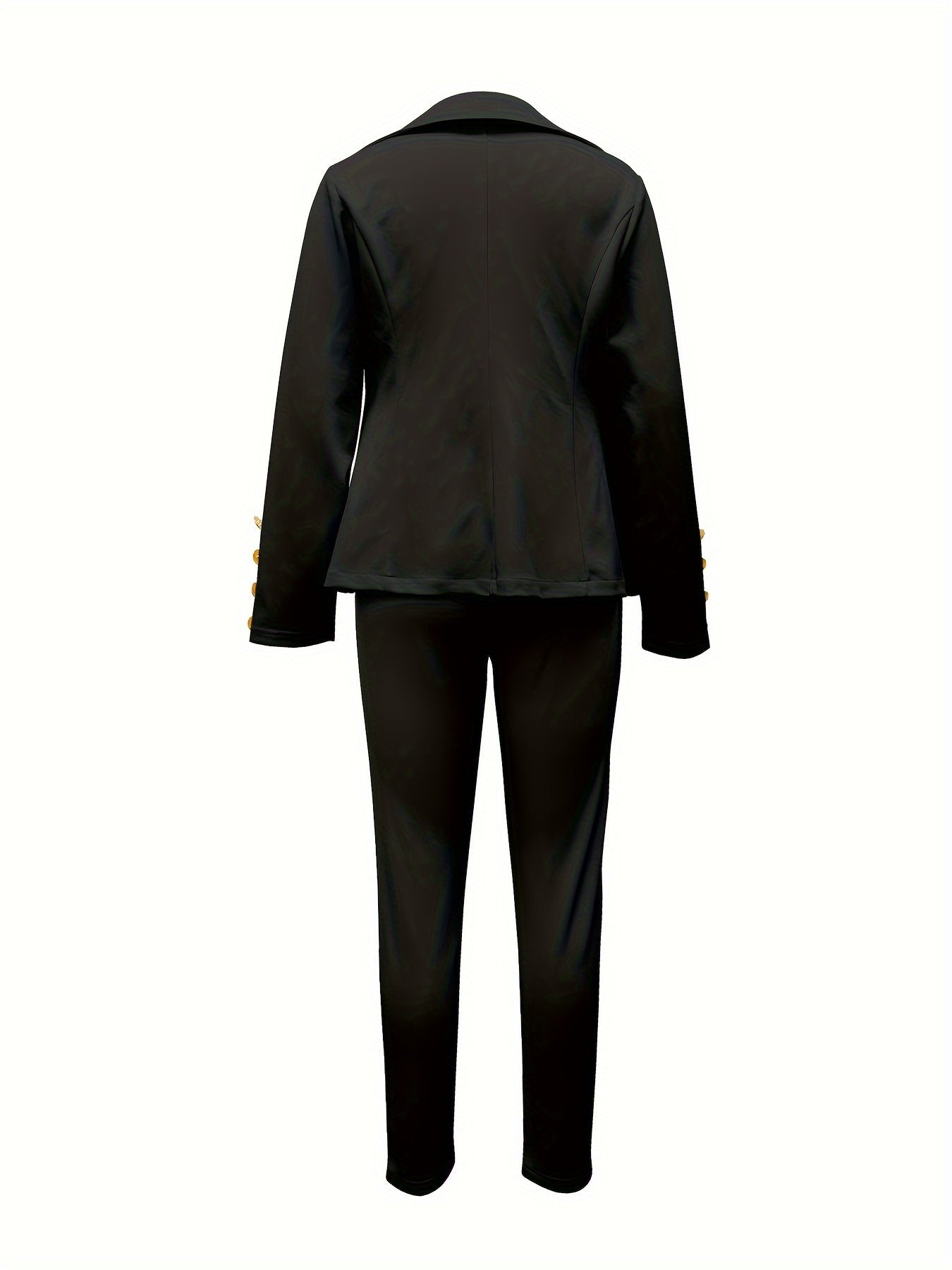 Business Casual Two-piece Set, Double-breasted Lapel Blazer.