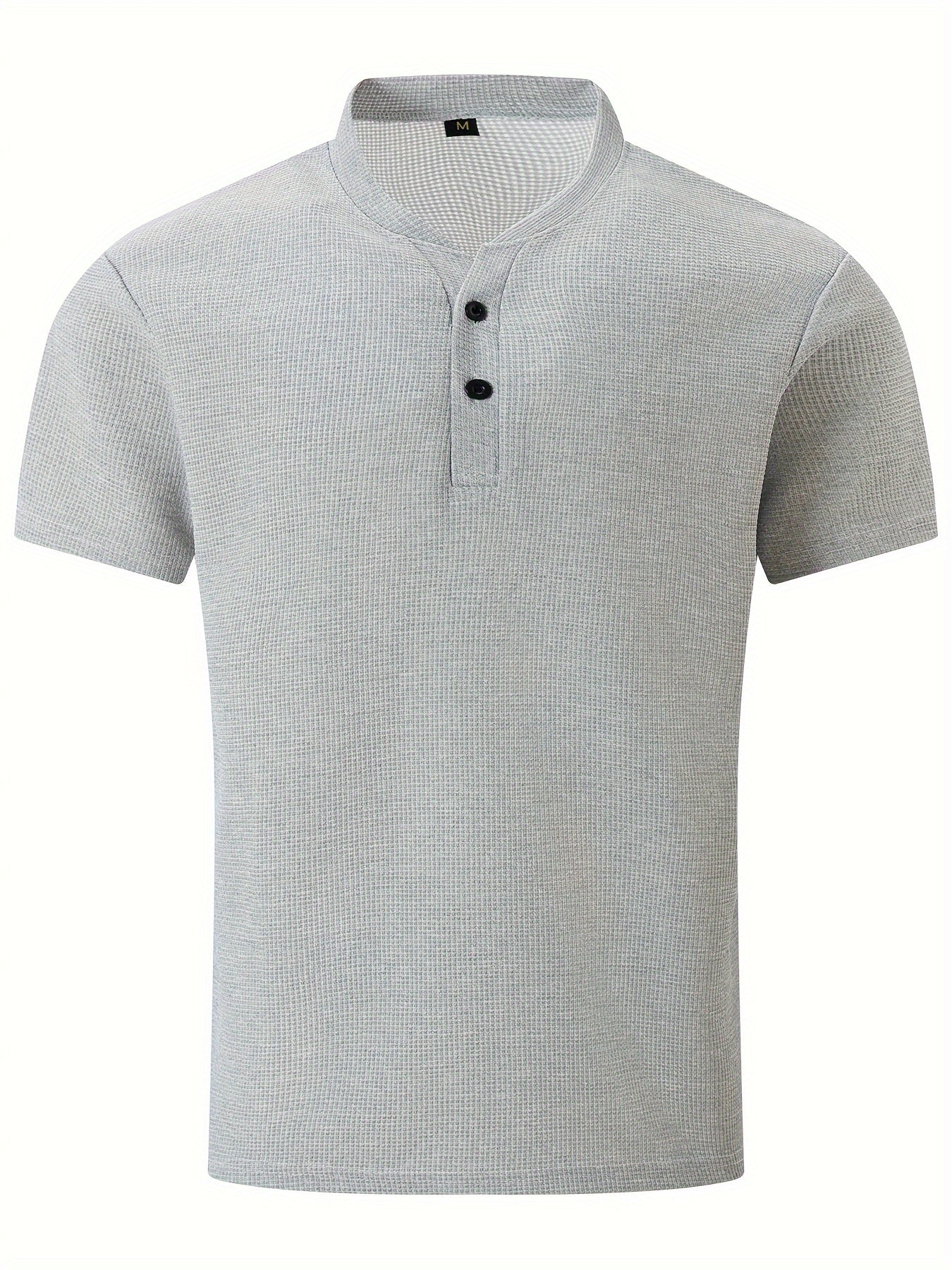 Men's Solid Waffle Stand Collar Short Sleeve Golf Shirts,